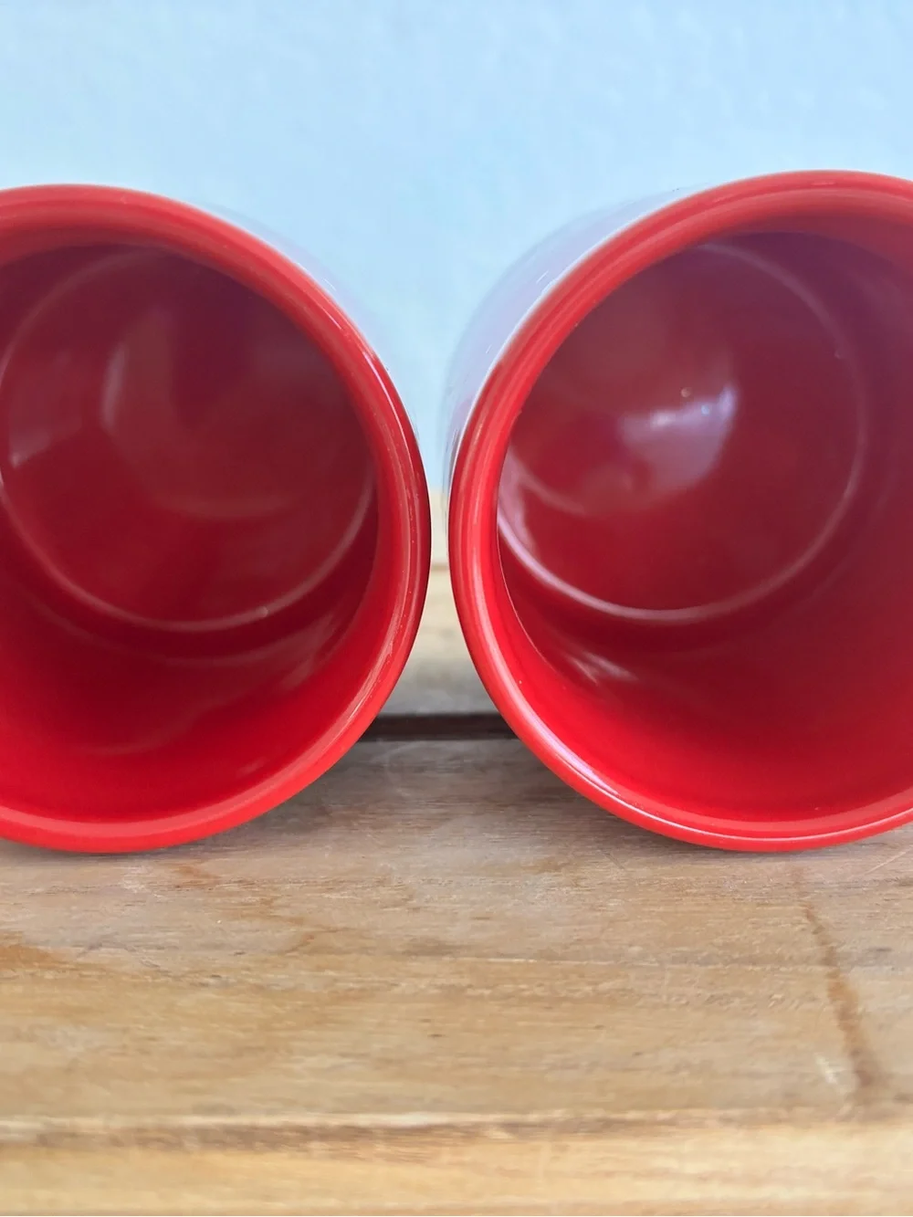 Crate & Barrel Christmas Mini Mugs Set of 2 Red Holiday Woodland Fox Deer Cups